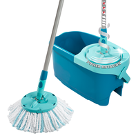 利快（LIKUAI）德国旋转拖把套装刮刮乐可伸缩墩布免手洗拖布带桶拖把 双色圆头拖把套装