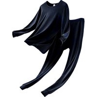 宜而爽【7A抑菌防螨】秋冬100%纯棉保暖内衣套装男士秋衣秋裤圆领全棉 蓝灰【7A抑菌-防螨】 175/XL