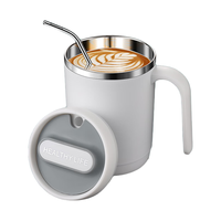 HUYO316不锈钢水杯带吸管马克杯成人办公室泡茶喝水杯家用便携咖啡杯 316内胆杯-紫罗兰