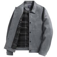 【鹅绒内胆】仿麂皮绒翻领羽绒服男秋冬季中青年工装保暖鹅绒外套