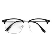 目匠斯文眉线半框近视眼镜框男女可配度数镜架防蓝光眼镜M224 黑银 防蓝光配镜（1.74防蓝光镜片）