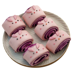 爱稞云点 紫薯兔兔花卷300g（6个）