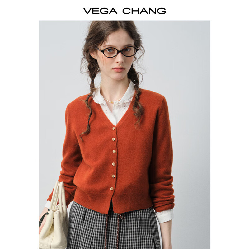 VEGA CHANG【100%绵羊毛】毛针织衫女2025年新款秋季气质简约毛衣