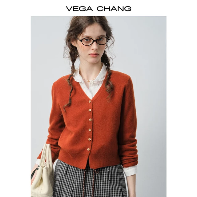 VEGA CHANG【100%绵羊毛】毛针织衫女2025年新款秋季气质简约毛衣