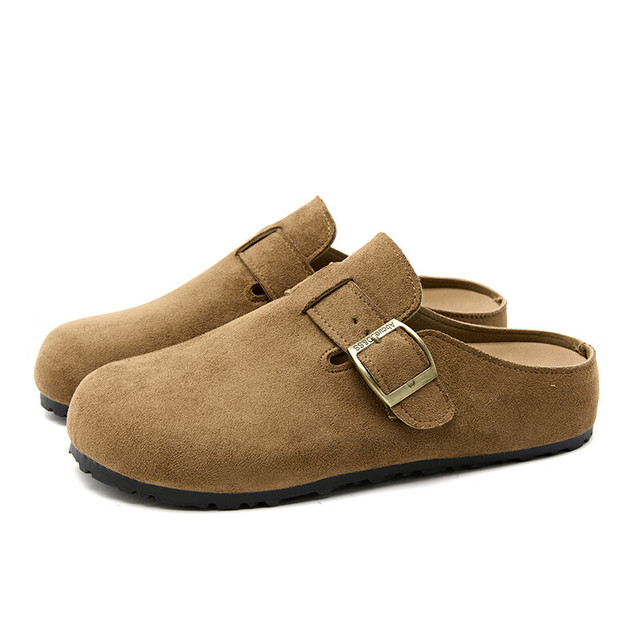 有券的上：WESTLINK 西遇 勃肯鞋 百搭博肯女鞋平底包头半拖鞋 深棕色