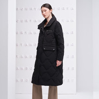 坦博尔 菱形格羽绒服女中长款显瘦韩版过膝冬装外套173g