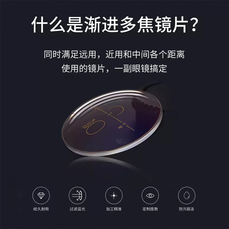  Gemmoon/聚魅 防蓝光变色 渐进多焦点眼镜