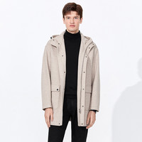 Navigare意大利小帆船冬季连帽中长款毛呢大衣男士保暖外套 S