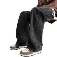 2024春款长裤男直筒牛仔长裤牛仔裤直筒裤男男小标百搭牛仔裤