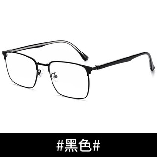 Erilles金属合金商务眼镜框男大框镜框复古方形近视眼镜架超轻金属插芯腿 黑色框 【所有套餐度数留言】