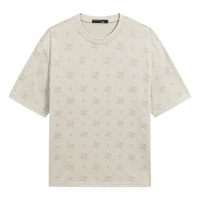 GXG男装双色潮流船锚满印短袖T恤2024春季#G24D442008 卡其色 165/S