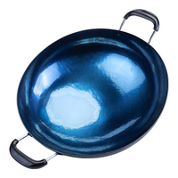 阎铁匠 章丘双耳铁锅炒锅 圆底炒菜锅无涂层物理不粘锅老式家用已开锅 36CM双耳镜面款 36cm