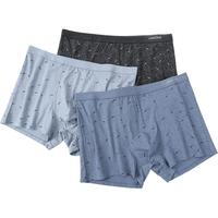 浪莎男士内裤男棉质棉大码平角胖子肥佬200斤加肥加大宽松四角裤6XL 时尚印花3条 6XL(适合240-280斤)