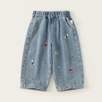 insbobo 女童裤子男童直筒裤秋装儿童牛仔裤宝宝长裤春秋季童装休闲裤潮