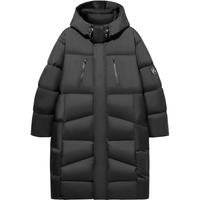 GXG男装 【A】 简约长款学院风羽绒服外套男时尚通勤保暖外套24冬季 黑色 175/L