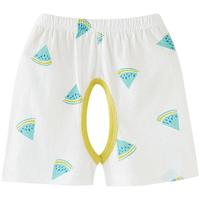 瑄妮薇男宝宝开裆裤夏季薄款女孩婴儿短裤外穿五分裤小童休闲开档裤千 脆西瓜 100