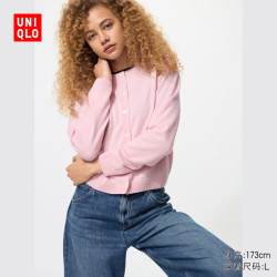 优衣库 女装羊绒圆领针织短开衫/25秋冬479672 12 桃红色 3XL /170/108C
