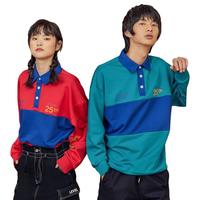 美特斯邦威 装polo衫男春秋宽松简约百搭拼接翻领长袖男士polo衫