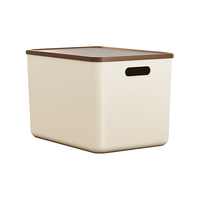 稻草熊收纳箱大号家用衣服玩具零食收纳盒塑料整理箱卧室奶油风储物箱 奶白色三个装【无盖】 【18L】35*25*20.5cm