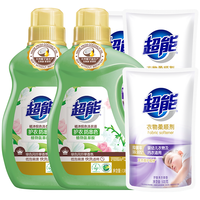 超能 持久留香 洗衣液套装+柔顺剂 洗衣液 1.38kg 2瓶 +500g*3柔顺剂