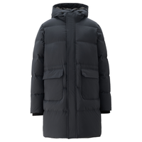秋冬休闲经典百搭鸭绒连帽梭织大口袋中长款羽绒服男士