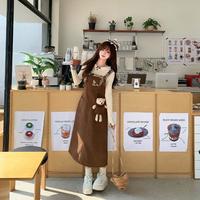 织物猪 复古美拉德背带连衣裙女秋冬新款高级感显气质a字长裙