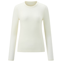 京东京造保暖内衣女士圆领打底衫秋冬内搭秋衣修身美体肌底衣 奶白色 XL