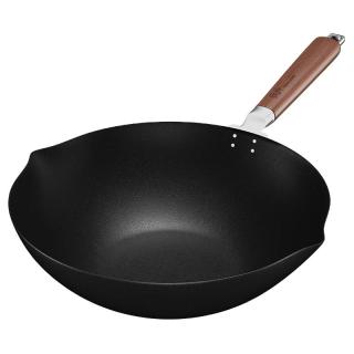 神田 铁锅日本进口炒菜锅窒化炒锅精铁老式家用无涂层物理不粘 33CM