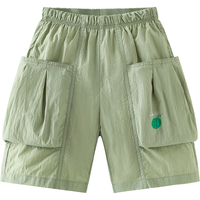bala迷你巴拉 MINI BALA 男女童短裤夏装凉感户外儿童撞色印花宽松裤子 土灰绿40922 130