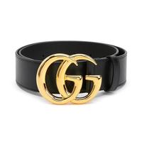 GUCCI  古驰 双G扣头黑色牛皮男士腰带