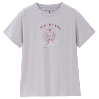 佐丹奴 2025年夏季纯棉野餐花园主题印花T恤圆领针织短袖T恤女款