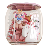 欧轩收纳凳儿童玩具收纳箱多功能透明储物衣物零食整理箱可坐小凳子 圆柱款 【樱花粉】