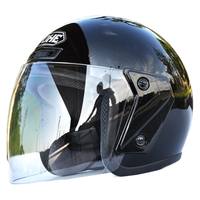 YOHE 永恒3C摩托车头盔头盔防晒男女士四季轻便四分三盔883 亮黑 L(55-56cm)