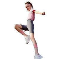 英氏（YEEHOO）女童裤子儿童打底裤2025夏季装高腰紧身运动瑜伽短裤薄款 精致花朵灰色 140