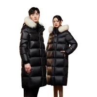 雪中飞 SNOWFLYING【黑曜石系列】貉子毛领羽绒服男女同款90品质鹅绒长款外套