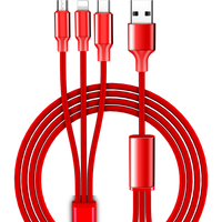 LICHEERS/领臣 领臣苹果数据线 一拖三 三合一数据线 Lightning 红色 USB-A 2A