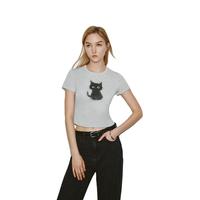 URBAN REVIVO 女士甜辣减龄趣味撞色图案短袖T恤 UYV440012 花灰 M