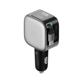酷态科 10号超级车载充电器100w/90w快充自带线适用小米/苹果/华为
