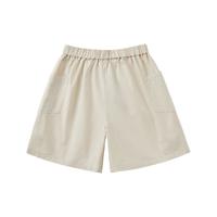 無印良品 MUJI(無印良品 )大童 棉素材 短裤 儿童裤子童装男女 休闲裤 纯棉全棉 CB05CC4A 米白色 120/53A