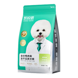 凯锐思 狗粮成犬幼犬通用犬粮鸭肉梨清火轻泪痕冻干五拼盛宴犬粮 2kg