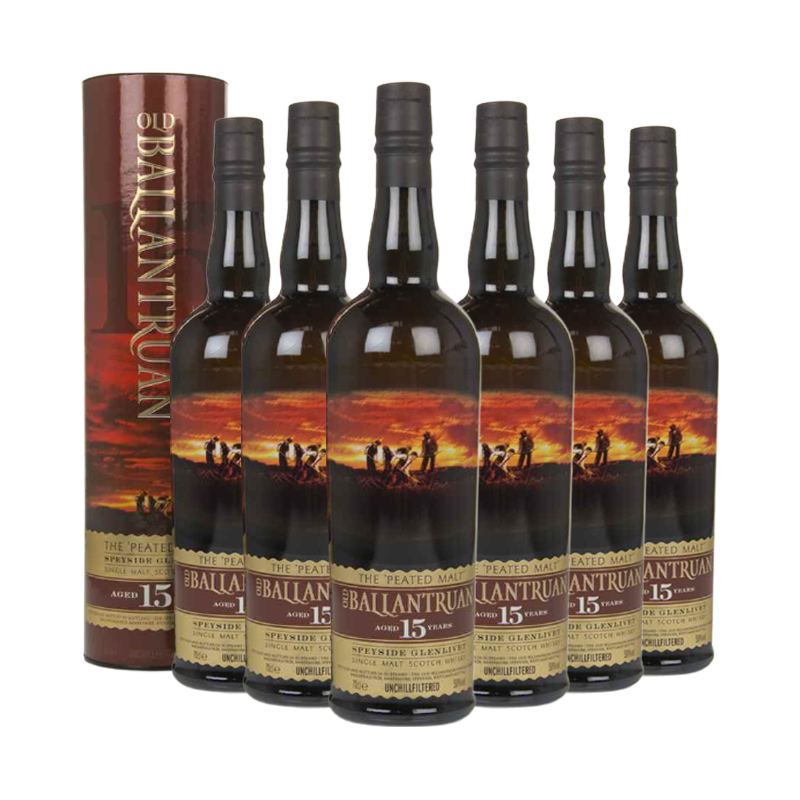 OLD BALLANTRUAN佰醇15年重泥煤英国苏格兰单一麦芽威士忌高度洋酒700ml*6 淡黄色 700ml*6瓶