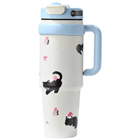 山點水保温杯女士水杯大容量冰霸杯巨无霸吸管杯大杯子