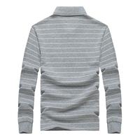 七匹狼长袖T恤男春季男士POLO保罗衫纯棉商务休闲条纹翻领体恤男装上衣 005(浅灰)-5388款 175/92A/XL