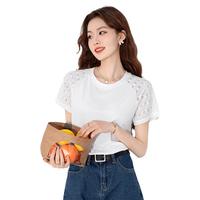 夏季女款时尚百搭设计感冰丝短袖T恤气质简约休闲显瘦减龄上衣