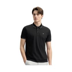 FILA 男装针织短袖POLO衫2025夏季时尚通勤休闲凉感上衣 正黑色-BK L 175/96A/L