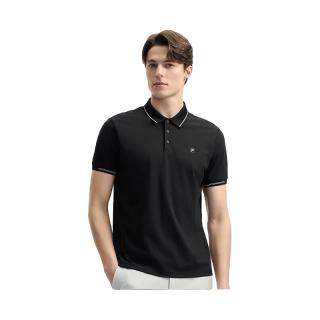 FILA 男装针织短袖POLO衫2025夏季时尚通勤休闲凉感上衣 正黑色-BK L 175/96
