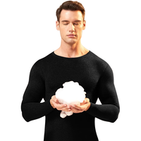 鸭鸭【羽绒蚕丝】秋保暖内衣男士打底秋衣秋裤冬季防寒套装2XL 黑色 2XL【130-150斤】