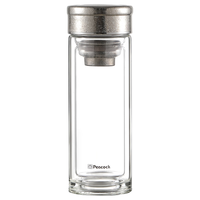 Peacock 孔雀 钛保温杯双层玻璃茶水分离杯子便携高档商务水杯带钛茶隔260ml