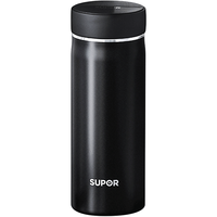 苏泊尔（SUPOR）保温杯316L不锈钢水杯带茶滤泡茶保温杯便携车载商务杯子 星河黑 450ml