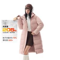 安踏 长款羽绒服三层速暖三防女冬季鸭绒保暖面包连帽外套上衣女